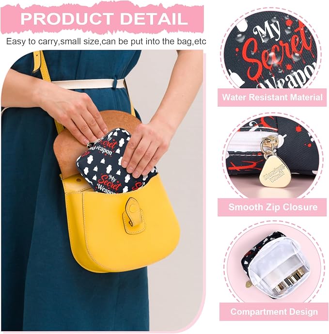 Sanitary Pad Storage Bag Portable Period Bag for Teen Pads/Sanitary Napkins/Small Tampons, Sanitary Napkin Storage Bag First Period Gifts for Teen Girls (Shark Week)