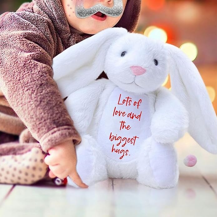 Custom Plush Bunny Keepsake Toy Hold Me Close Worry Hug Rabbit Personalized Stuffed Animal Doll Baby Shower Birthday Gift