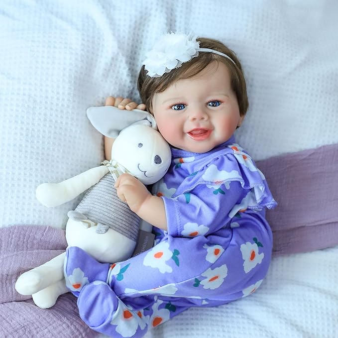 SCOM Realistic Reborn Baby Dolls, 20 Inch Real Baby Feeling Realistic-Newborn Dolls Adorable Smiling Real Life Baby Dolls with Gift Box for Kids Age 3
