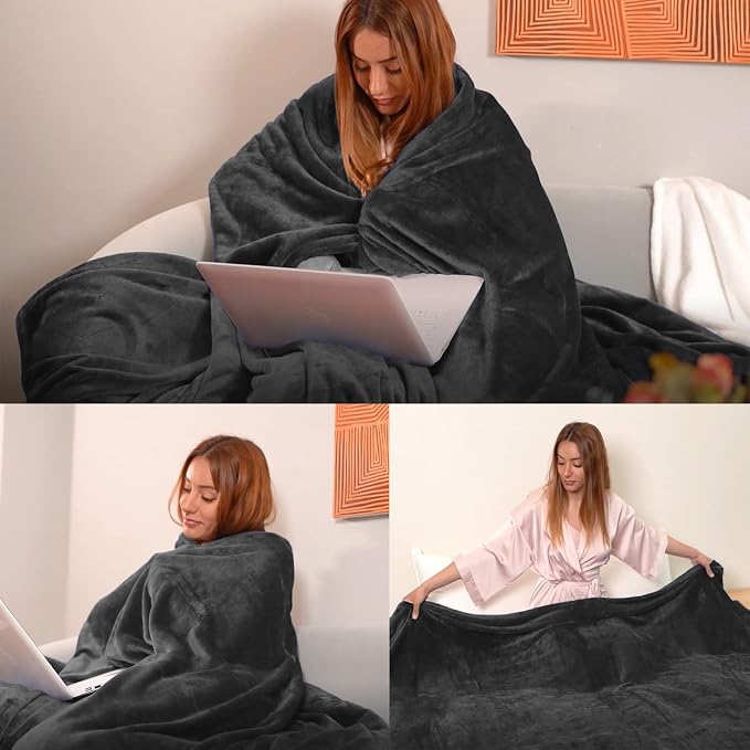 Dark Grey Fleece Plush Throw Blanket 60"x80"for Couch Fuzzy Cozy Flannel | Super Soft Lightweight Microfiber Blanket for Sofa Bed bedroom Home Decor All Season,Birthday Gifts for Women Mom Adult