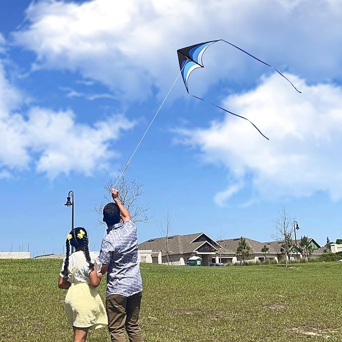 Mint's Colorful Life Delta Kite for Kids & Adults, Extremely Easy to Fly Kite for Beach Trip, Best Kites for Beginners, 300ft String Handle Included