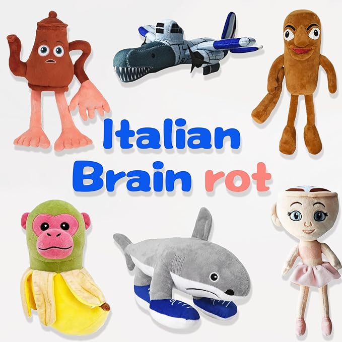 Italian Brainrot Plush,Bombardiro Crocodilo Plushies,Soft Cute Stuffed Animals Inspired Plush Toy Stocking Stuffers for Kids and Adults(1PC)