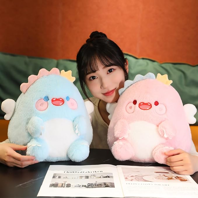 MUPI Cute Dragon Plush Toy Kawaii Stuffed Animals Soft Dinosaur Plush Pillows for Girls Boys Kids Adults, Yellow (11 Inch)