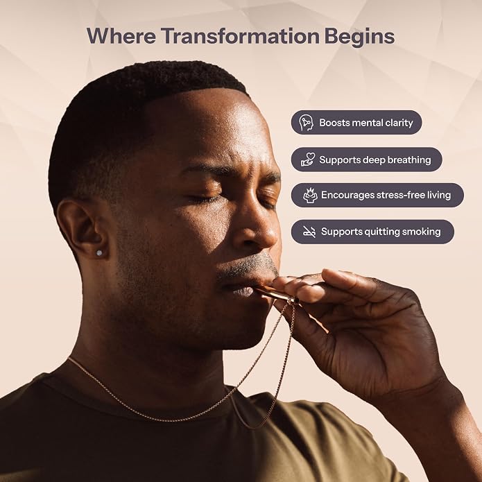 Breathlink Necklace for Anxiety & Stress Relief - Meditation & Relaxation Tool for Mindful Breathing - Stainless Steel Breathing Necklace to Quit Smoking & Vaping - Stylish Wellness Gift for Adults