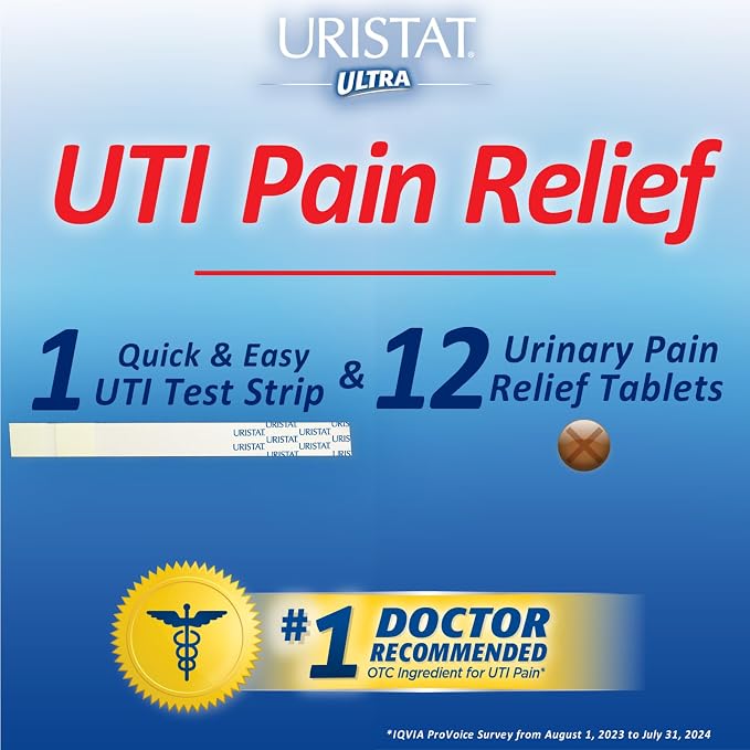 Monistat 1-Day Yeast Infection Treatment, Prefilled with Uristat Ultra UTI Relief Pak, Test for Urinary Tract Infection, Experience Urinary Pain Relief, 1 UTI Test Strip & 12 Pain Relief Tablets