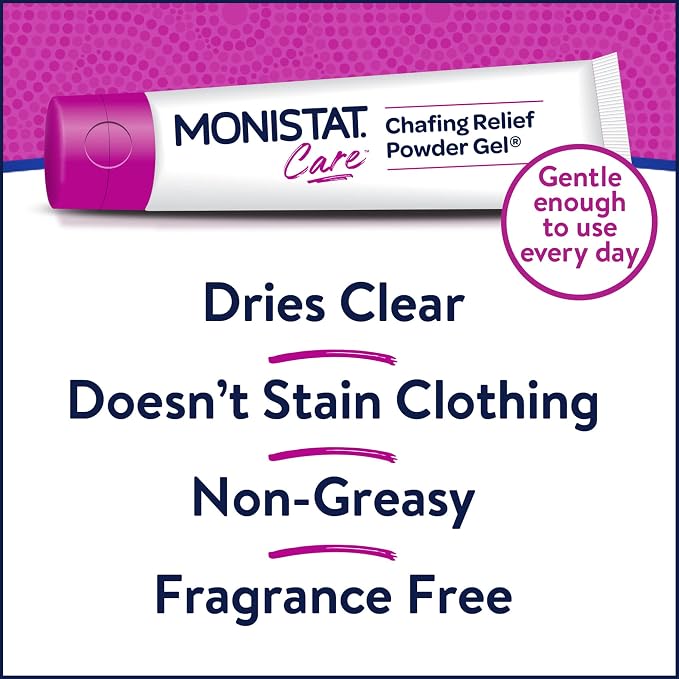 Monistat Chafing Relief Powder Gel, Long-Lasting Anti-Chafing Protection for Bikini Area, Thighs and Bra Lines, 1.5 Oz, Pack of 24