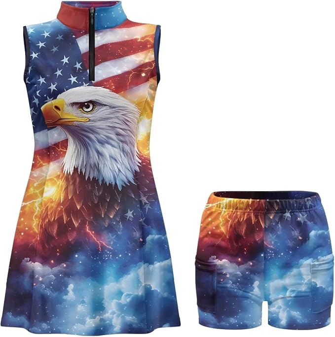 Golf Dress Tennis Dresses for Women with Built in Shorts and Pockets Sleeveless Athletic Dress Workout Dress