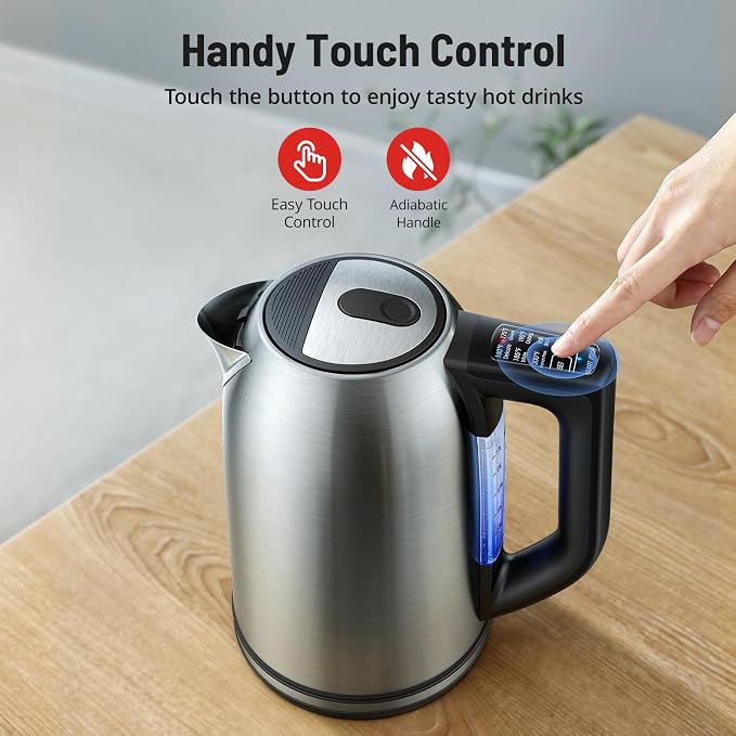 PARIS RHÔNE Electric Tea Kettle, 1.7L Temperature Control Electric Kettle, 4H Keep Warm Water Boiler with 6 Presets, LED Screen Electric Kettles for Boiling Water, Boil-Dry Protection, BPA Free