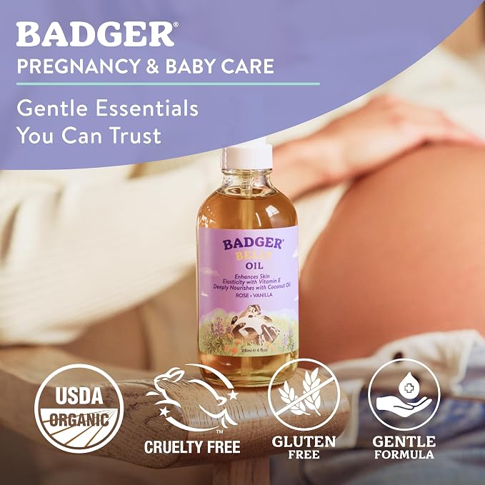Badger Organic Pregnant Belly Oil - Jojoba & Coconut - 4 oz.