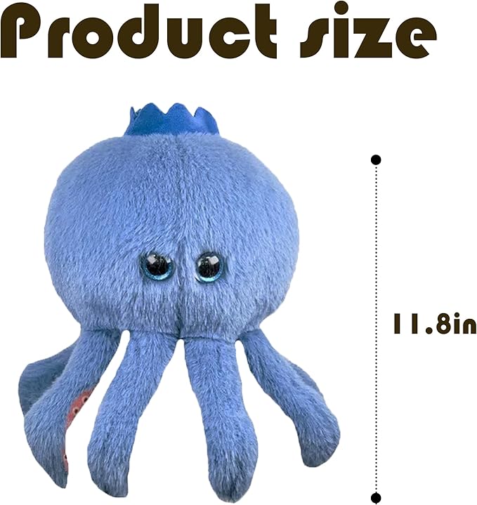 Zenitsu Blueberrinni Octopussini Plush Italian Brainrot Expressive Doll Funny & Unique Gift for Boys and Girls, Creative Home Décor Plush Toy for Christmas, Birthday