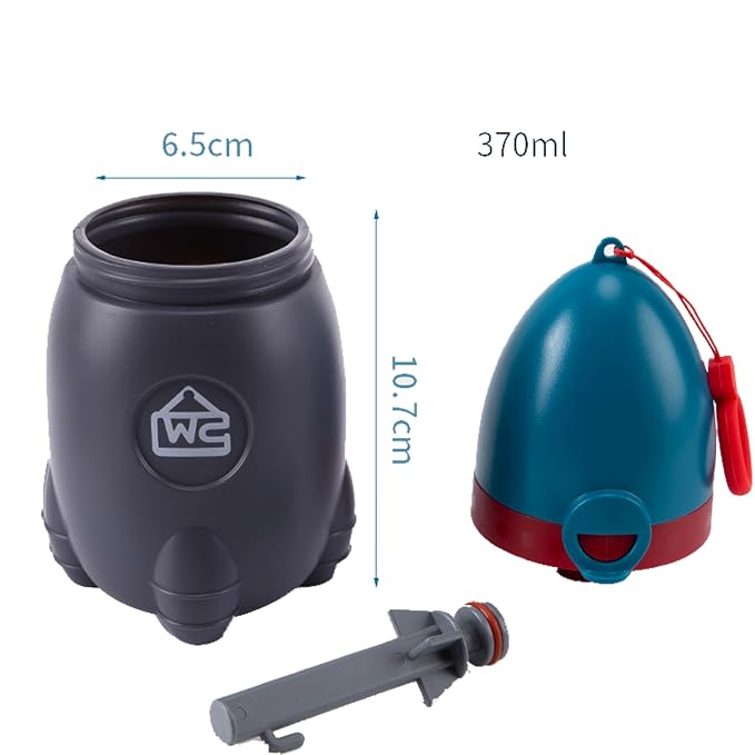Pots Travel Urinal Portable Urinary Training Emergency Toilet for Camping Car Travel Outdoor Park Kids Boy Girl Rocket Design Grey and Blue 370ML