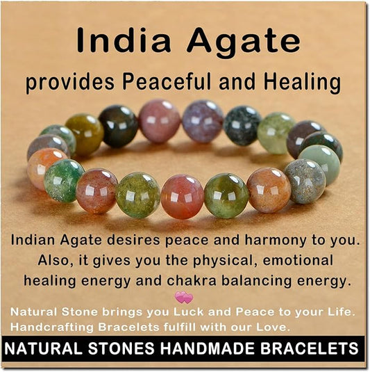 AD Beads Handmade Gemstone Stretch Elastic Bracelet Crystal Healing Reiki Nature's Beauty and Spiritual Essence Unisex