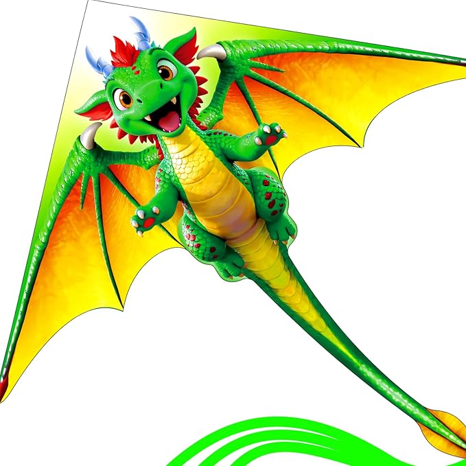 Cartoon Dragon Kite is Suitable for Children and Teenagers, Including Boys and Girls. This Kite is Extremely Easy to Fly and is Perfect for Family outings, Outdoor Games and Activities.