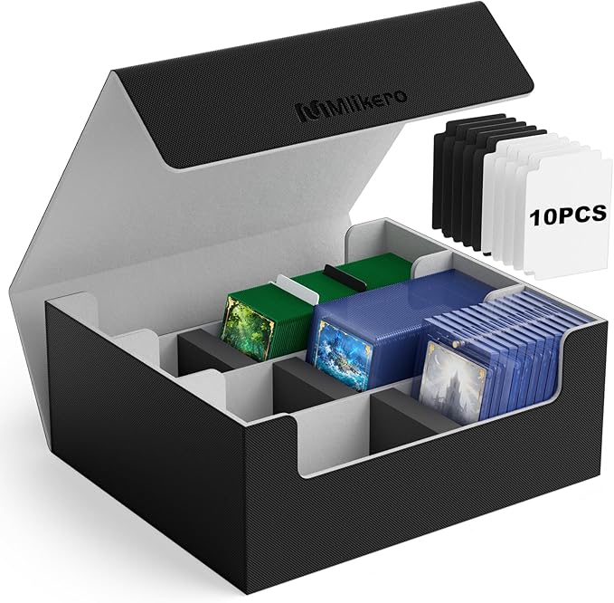 Mlikero Card Deck Case for Trading Cards 1800+, Trading Card Storage Box Fits Toploader and Magnetic Card Holder, Leather Magnetic Closure Deck Box Fit for MTG, TCG
