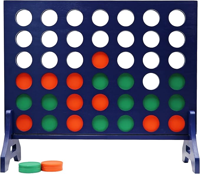 Tailgating Pros Premium Navy Giant Four in a Row with Carrying Case - Jumbo Oversized Outdoor Yard Game - Connect Multiple Pucks in a Row to Win - Many Puck Colors Available!