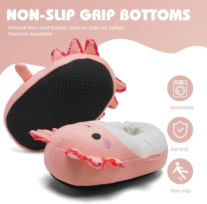 IceUnicorn Toddler Slippers Kids Cute Funny Animal House Shoes Girls Boys Christmas Fluffy Bedroom Indoor Slipper, Cat, Bunny, Unicorn, Axolotl, Fox