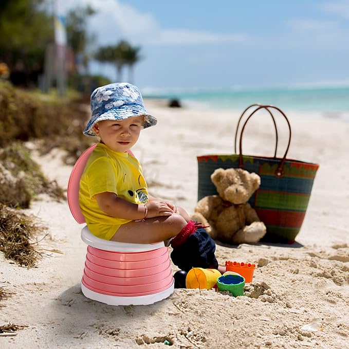 Travel Potty for Toddler Portable Potty for toddler Training Toilet Seat Apply to Seat Emergency Toilet for Car, Camping, Outdoor, Indoor（Pink) ﻿ ﻿