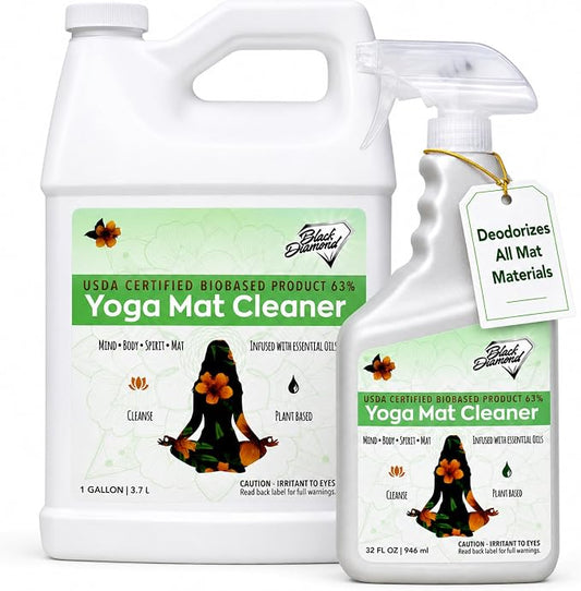 Black Diamond Stoneworks Yoga Mat Spray Cleaner: USDA Certified BIOBASED- Essential Oils, Safe for All Type of Materials, Exercise, Pilates, or Workout Mats. (1 quart/1 gallon)