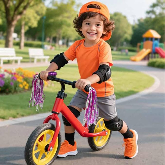 PLATT Kid's Bicycle Handlebar Streamers Colorful Ribbons Tassel for Girls Boys Bicycle Handlebar Scooter Handgrip (1Pair) (shiny pink)