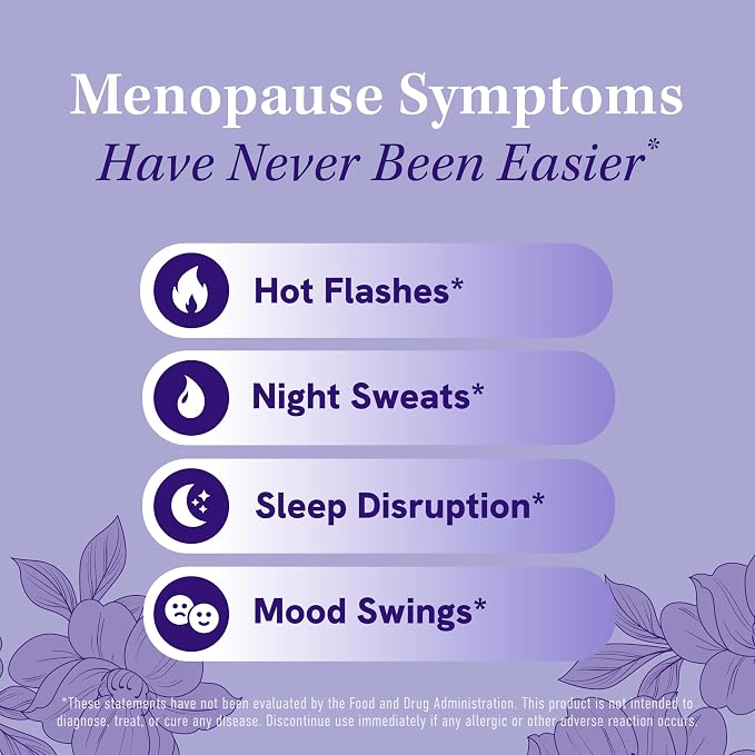 Menopause Supplement for Women Hot Flashes, Night Sweats, Hormone Balance | Menopause Relief for Women & Perimenopause Support, With Black Cohosh DIM and Red Clover, Third-Party Tested, 60 Capsules