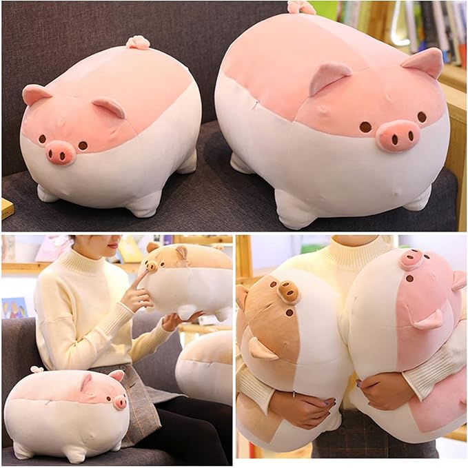 Levenkeness Soft Fat Pig Plush Hugging Pillow,Cute Piggy Stuffed Animal Doll Toy Gifts for Bedding, Kids Birthday, Valentine, Christmas (Pink, 19.7")