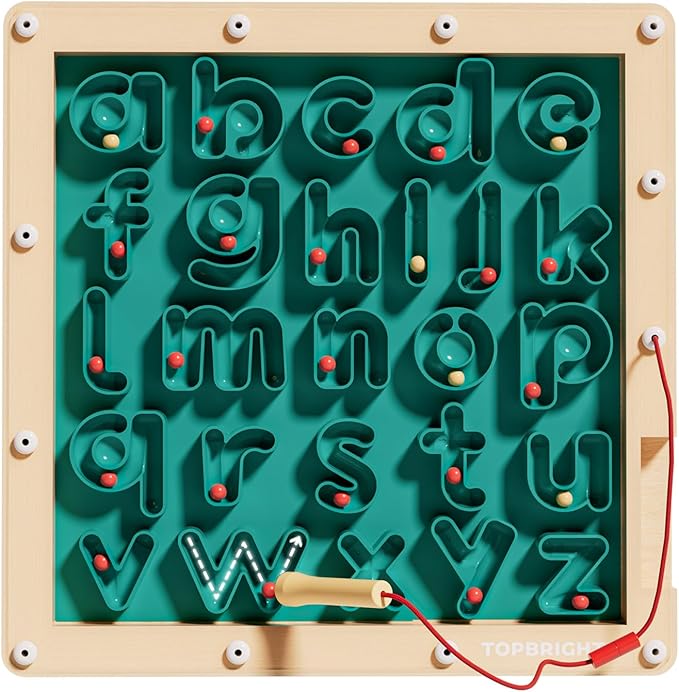 TOP BRIGHT Magnetic Letter Board - Alphabet Learning Montessori Toys, ABC Tracing Board with Magnetic Pen, Writing Practice for Toddlers, Learning Education Toys for 3 4 5 Years Old Preschool Kids
