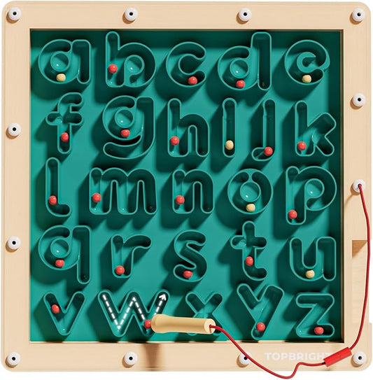 TOP BRIGHT Magnetic Letter Board - Alphabet Learning Montessori Toys, ABC Tracing Board with Magnetic Pen, Writing Practice for Toddlers, Learning Education Toys for 3 4 5 Years Old Preschool Kids