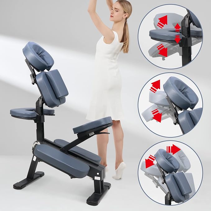 Master Massage Gymlane Portable Massage Chair-Ergonomically Designed with 2-Inch Foam Cushioning, Multiple Configurations, Supports up to 600lbs-Portable Tattoo Chair
