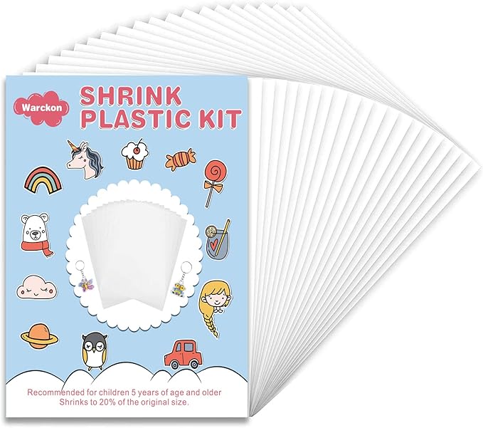 Warckon 10 Pieces Shrink Plastic Sheets, Shrink Art Paper Shrink Film Sheets Frosted Ruff n' Ready for Kids Creative Craft, Create Your Own Earrings, Necklace, Keychains(A5 Size)