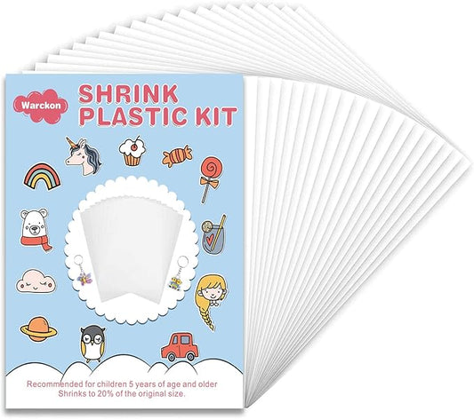 Warckon 40 Pieces Shrink Plastic Sheets, Shrink Art Paper Shrink Film Sheets Frosted Ruff n' Ready for Kids Creative Craft, Create Your Own Earrings, Necklace, Keychains (7.9 X 5.7 inch)