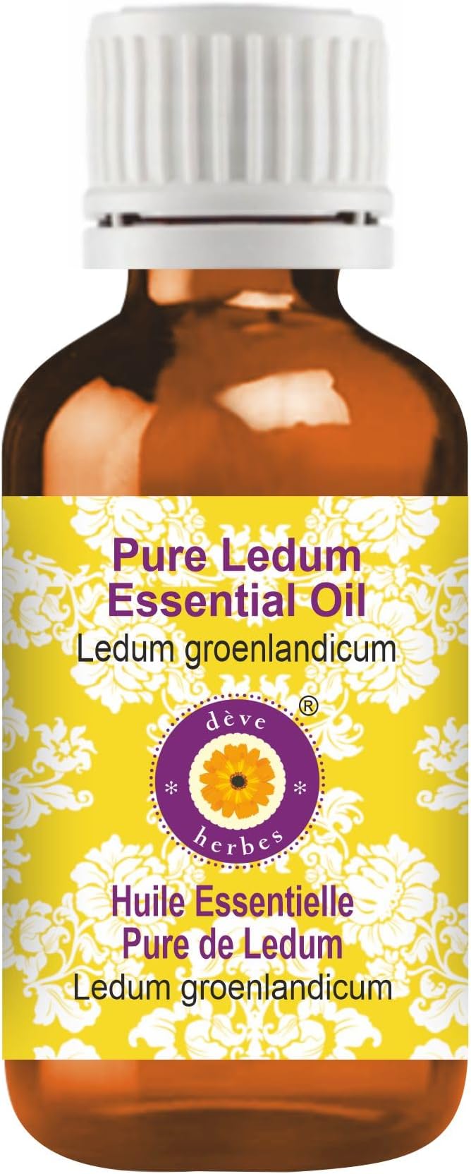 dève herbes Ledum Essential Oil (Ledum groenlandicum) Pure | Non-Sticky | Non-Greasy | Lightweight | Men & Women | All Skin Types | Steam Distilled 10ml (0.33 oz)