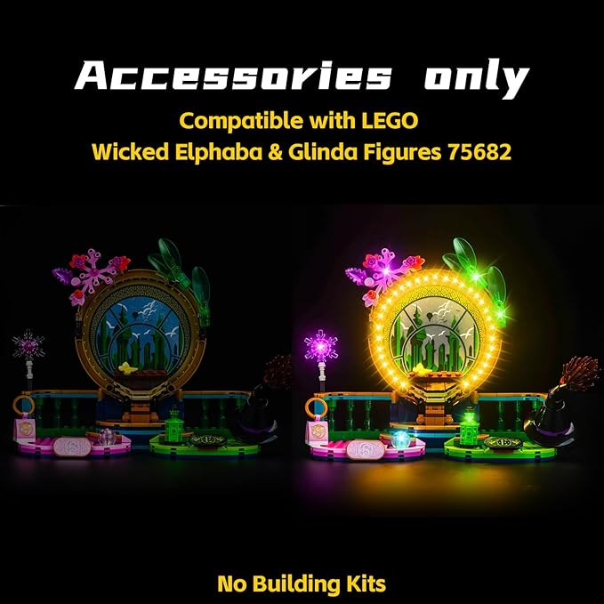 BrickBling LED Lighting Kit Compatible with Lego Wicked Elphaba & Glinda Figures, Creative Light Compatible with Lego 75682-Lights Only, Not Come with Model