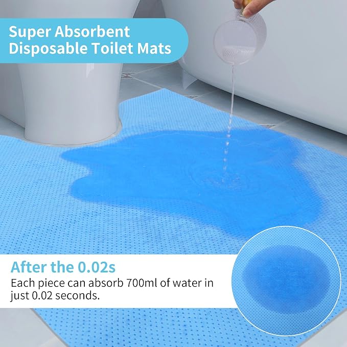 25 Pack Disposable Toilet Mats for a Hygienic & Stress-Free Everyday Home Bathroom Experience,Toilet Floor Protector from Urine,Disposable Toilet Floor Mat for Urine