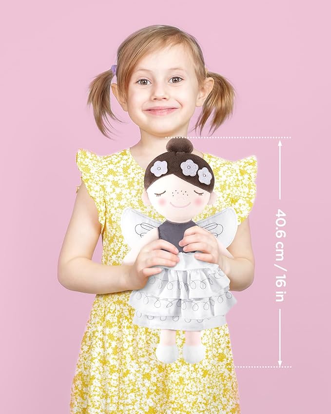 Soft Baby Doll Toys (16'') for Girls, My First Baby Rag Dolls for 1 Year Old Girl Birthday Gift Plush Doll Toys Machine Washable Baby Doll for Toddler Kids Infants - Flower Princess