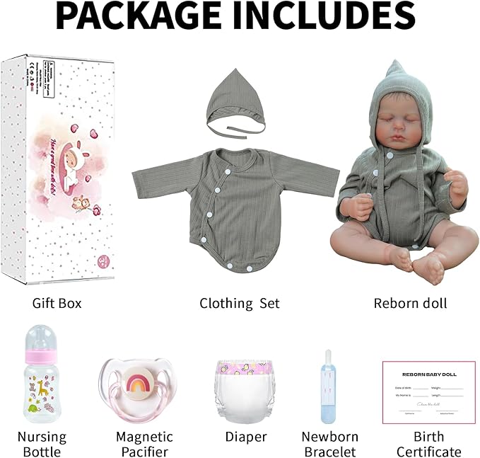 SCOM 20-Inch Reborn Baby Girl Doll, Soft Full Vinyl Body, Bathable & Poseable, Weighted Feel, Hand-Painted Details with Gift Box & Accessories, Ages 3+
