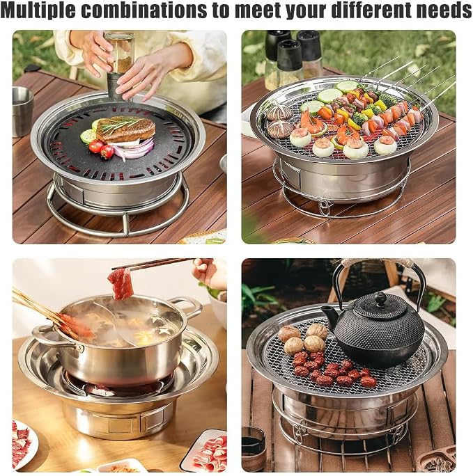 Primst Multifunctional Charcoal Barbecue Grill, Household Korean BBQ Grill, Portable Camping Grill Stove, Tabletop Smoker Grill