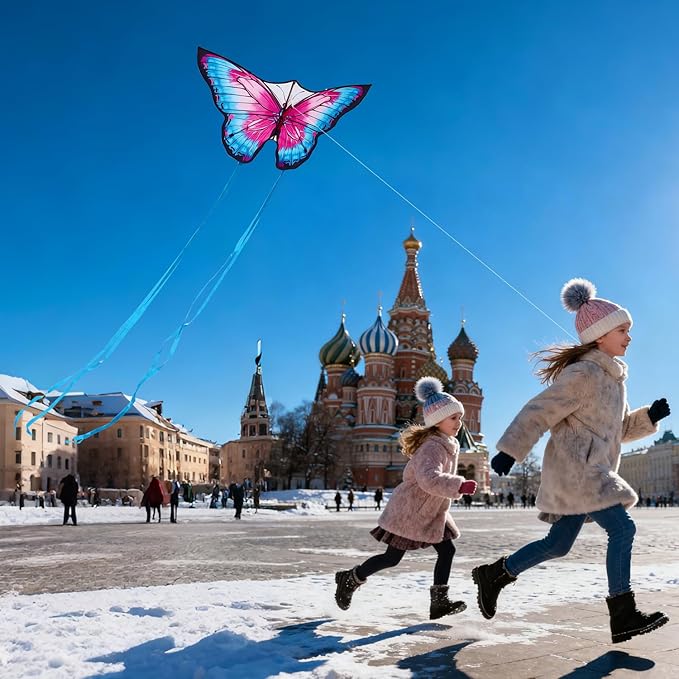 Butterfly Kites for Kids & Adults, Easy to Fly Design with Long Tail for Stability, for Kids Ages 4-8 & Beginners, Beach & Park Use | Family Outdoor Fun