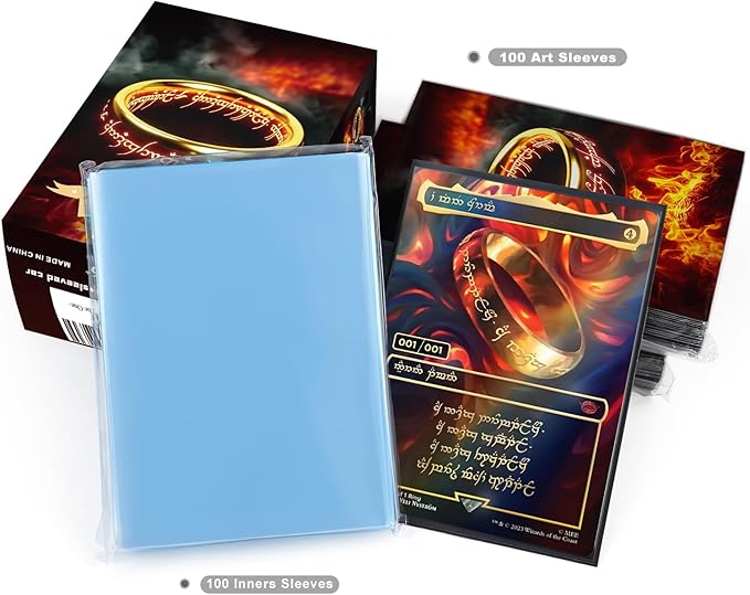 Katomula 100 MTG Card Sleeves with 100 Inner Sleeve, Textured Back Art Sleeves, Fit Standard Size Cards- The-One-Ring
