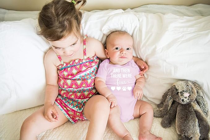 AW Fashions And Then There Were Four Baby Bodysuit Cute Newborn Boy Outfit Funny Baby Romper Girl Clothes
