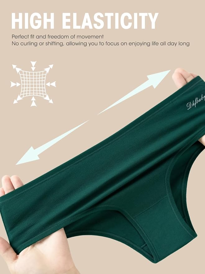 Womens Underwear Cotton Panties Soft Low Waist Hispter Breathable Stretch Ladies Bikini Underwear 6 Pack