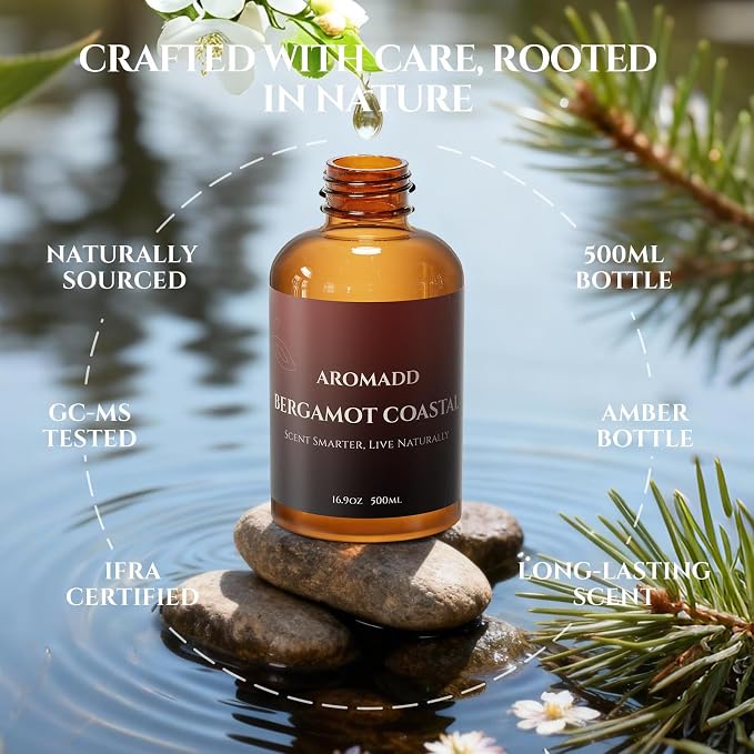 AROMADD AROMADD Bergamot Coastal Hotel Diffuser Oil Inspired by Luxury Hotel Collection Scent, Premium Fragrance Oil for Waterless Diffusers, Cold Air & HVAC Diffusers, Long-Lasting,16.9 fl oz(500 mL)