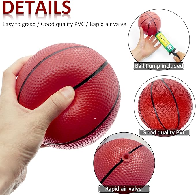 Oleitodh 40Pcs 6" Inflatable Mini Basketball Balls Bulk Inflatable Small Basketball Set, PVC Small Basketballs for Over The Door Hoop Games Party Favors Indoor Outdoor Play Adults Kids Pool Beach