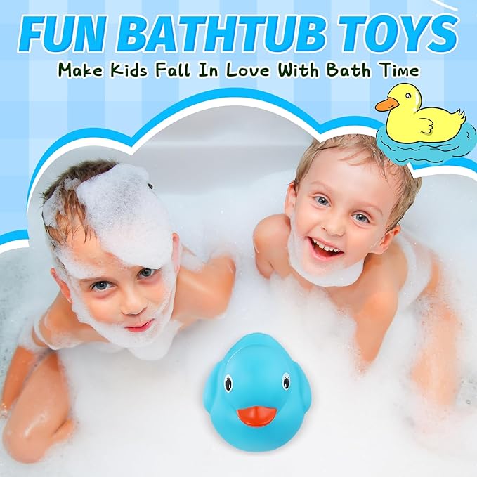 Honoson 6.89 Inch Giant Rubber Duck Big Rubber Duck Large Duckling Bath Toy with Squeaky Sound for Summer Baby Shower Birthday Party Favor Gift(Blue)