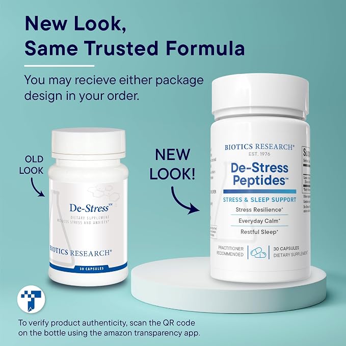 BIOTICS RESEARCH De-Stress Patented Nutrient Designed to Support Calmness, Healthy Sleep Habits, All-Natural Supports Mental Wellness & Calm. 30 Capsules