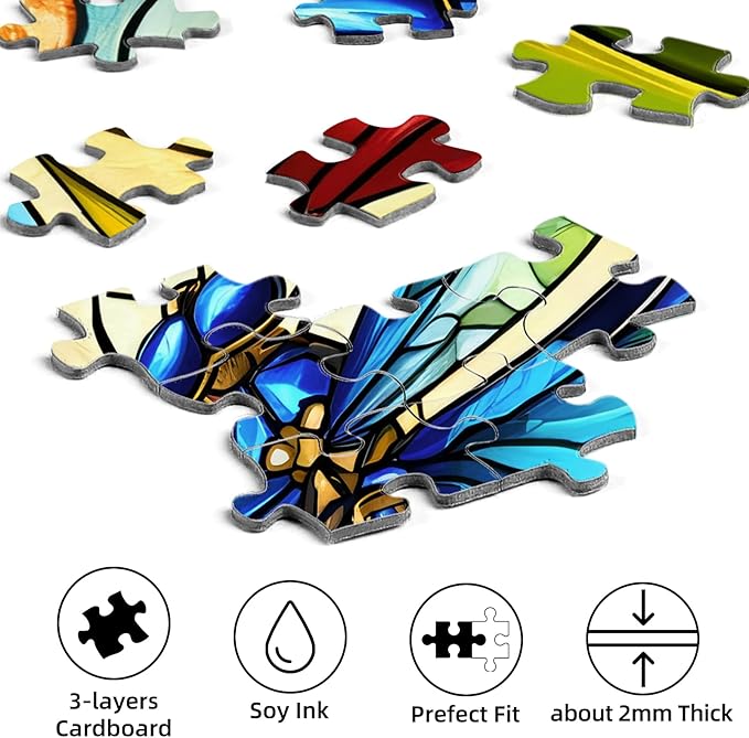 Sutinban Stained Glass Dragonfly 1000 Piece Puzzles, Jigsaw Puzzle 1000 Pieces for Adults, Coolest Adult Puzzles for Happy Family Time, Great Gift for Jigsaw Puzzle Lovers, 27.5’’x19.7’’