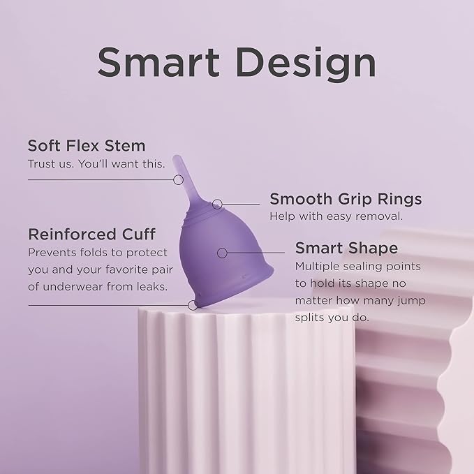 Saalt Soft Menstrual Cup – Reusable Period Cup – Made for Comfortable, Leak-Free Protection Up to 12 Hours – BPA & Latex Free – Includes Cup & Carry Bag (Regular, Mountain Iris)