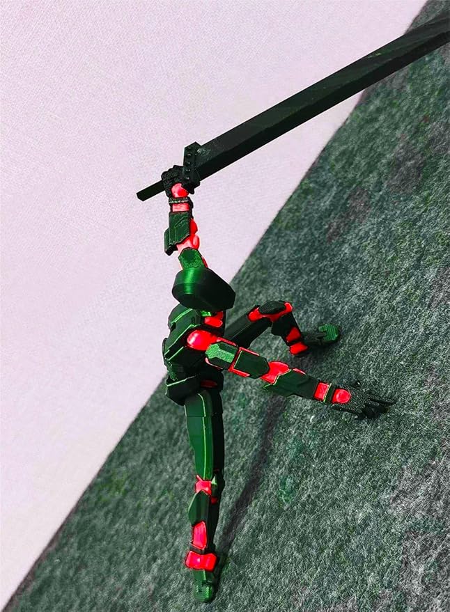 (Assembly Completed) T13 Action Figure, Titan 13 Robot Action Figure,3D Printed Dummy 13 Set,Gift for Collectors Desktop Decorations, Black Red