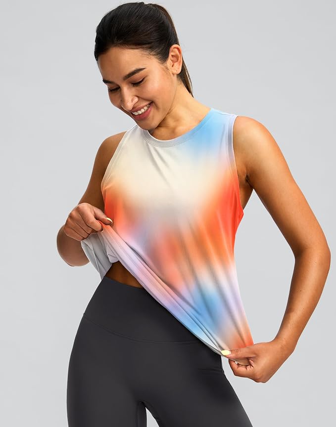 Women's Workout Tops Racerback Athletic Tank Tops Sleeveless Loose Fit Yoga Running Gym Shirts for Women