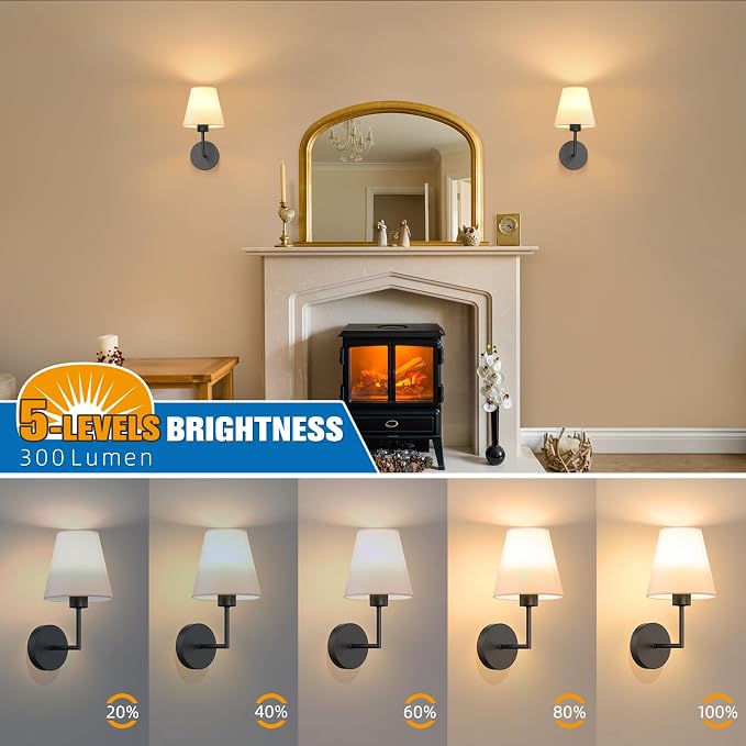 13.8 inch Battery Operated Wall Sconce Set of 2,Black Rechargeable Wall Lights with 10400mAh Dimmable Detachable Bulbs and Remote,9 Colors Wireless Sconces for Bedroom Living Room Hallway