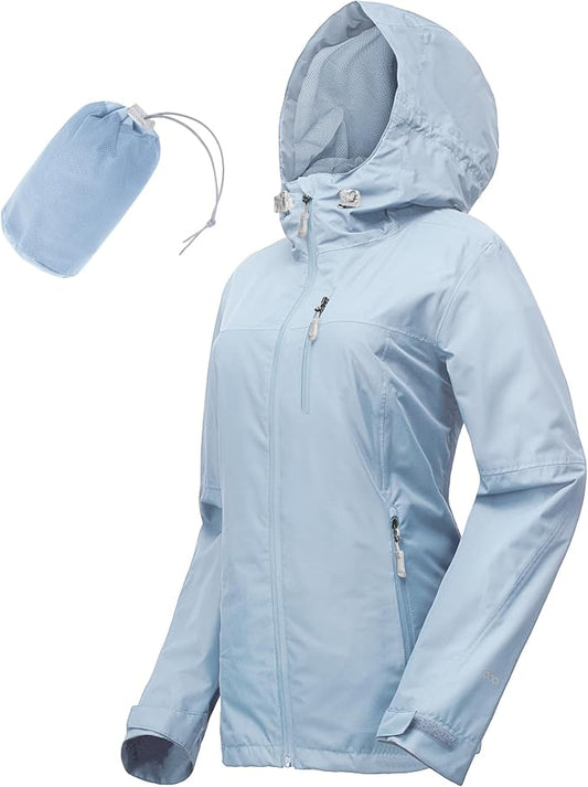 33,000ft Packable Rain Jacket Women Lightweight Waterproof Raincoat with Hood Cycling Bike Jacket Windbreaker